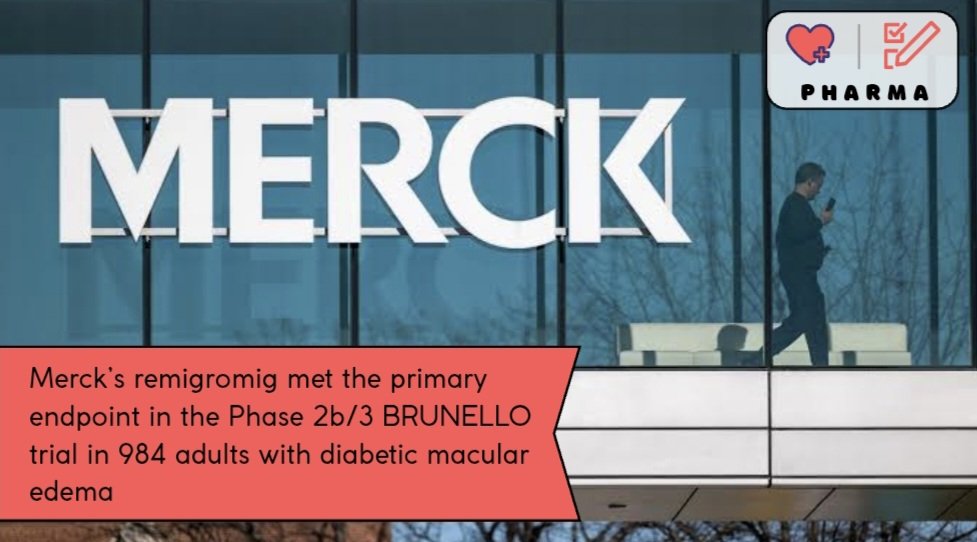 Valerii_KE's tweet photo. Merck’s remigromig met the primary endpoint in the Phase 2b/3 BRUNELLO trial in 984 adults with diabetic macular edema. Both doses were non-inferior to ranibizumab for improvement in vision at week 52, supporting a potential new approach that targets the Wnt pathway. However, proliferative diabetic retinopathy, vitreous hemorrhage and discontinuations due to adverse events were more frequent with remigromig. Detailed results are still pending.

#Pharma #Biopharma #Drugs #DrugDiscovery #Cure #Treatment #Hospital