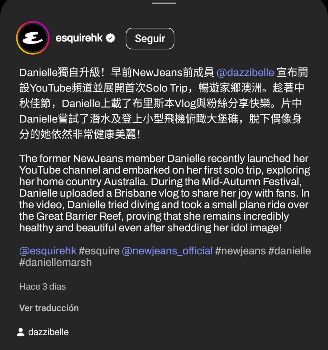 NWJNS_LATAM's tweet photo. EsquireHK publicó sobre #DANIELLE recientemente en instagram 💛

"[...] demostrando que sigue estando increíblemente saludable y hermosa incluso después de dejar atrás su imagen de idol".

🔗: https://t.co/BvPjTrfnel

¡vayan a interactuar y dejar lindos comentarios!

—🍀 https://t.co/4pkLmWuSif