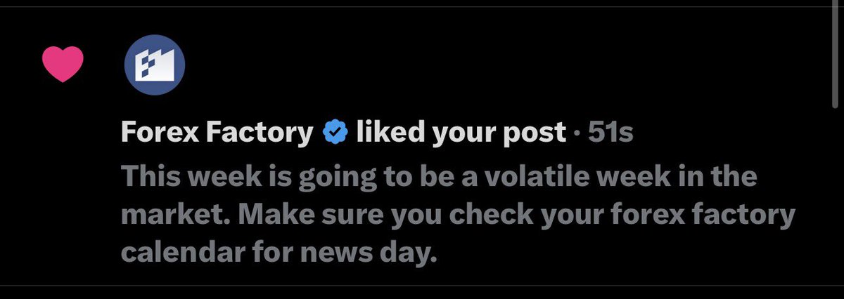 SonofBusiness's tweet photo. When @ForexFactory likes your post 📈📊 https://t.co/Zl2lek8Upc