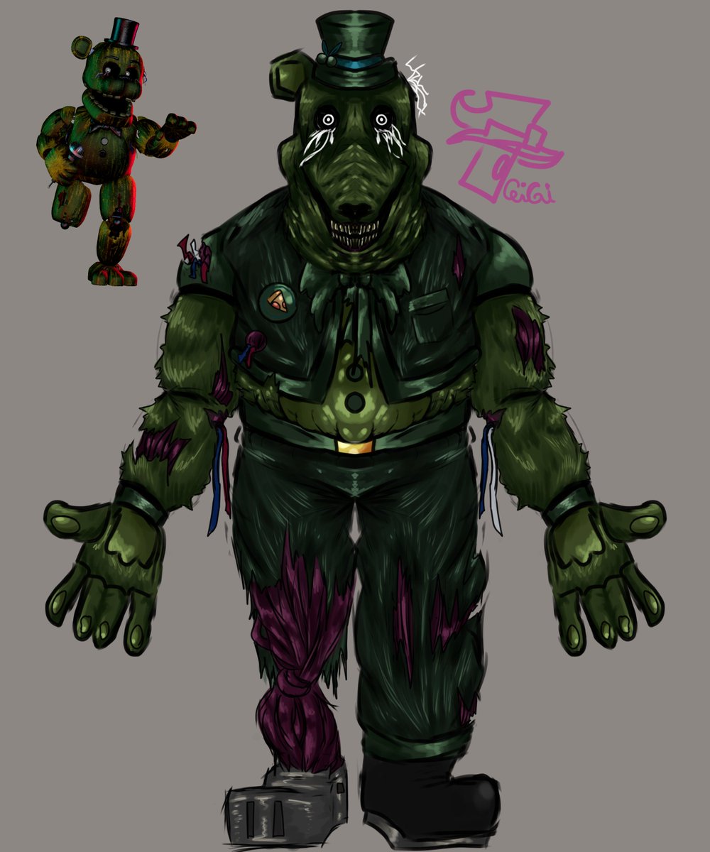The_Funny09's tweet photo. Phantom freddy leader fan skin concept:

"Banshee"
I did this one when i was having art block, imma post two more i have 

But yeah, green freddy part 2

#GRIMWORKS #FNAF https://t.co/Kn0y4hiDig