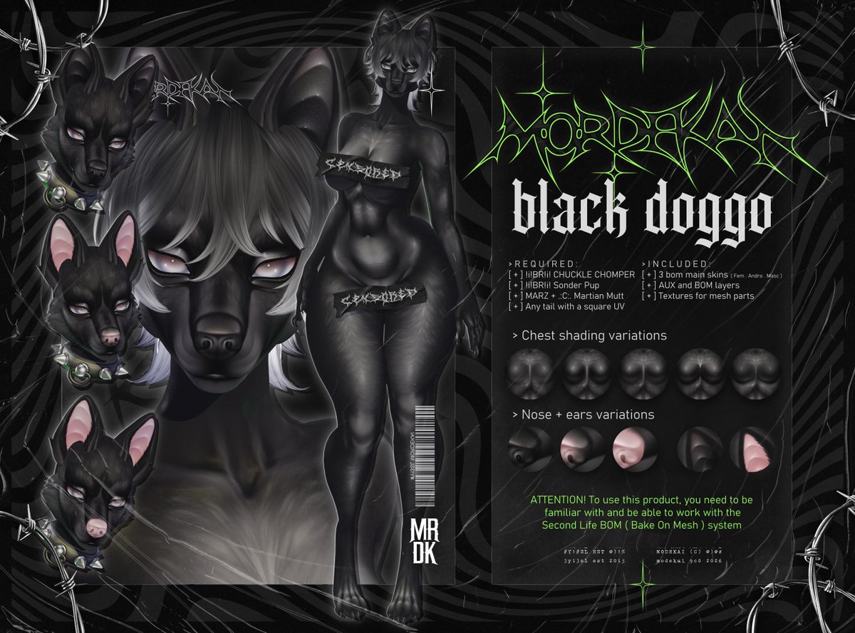 Ar4ieY's tweet photo. https://t.co/BHiodjfL0p
Y!3SL MRDK : WHITE DOGGO // Y!3SL MRDK : BLACK DOGGO GOT UPDATE!

WHATS NEW?
Added new variations for nose and ears!

If you didn't recived and update, please use redelivery on Marketplace or contact me for update!

#SecondLife . #FurrySL https://t.co/83y2Wj8lwz