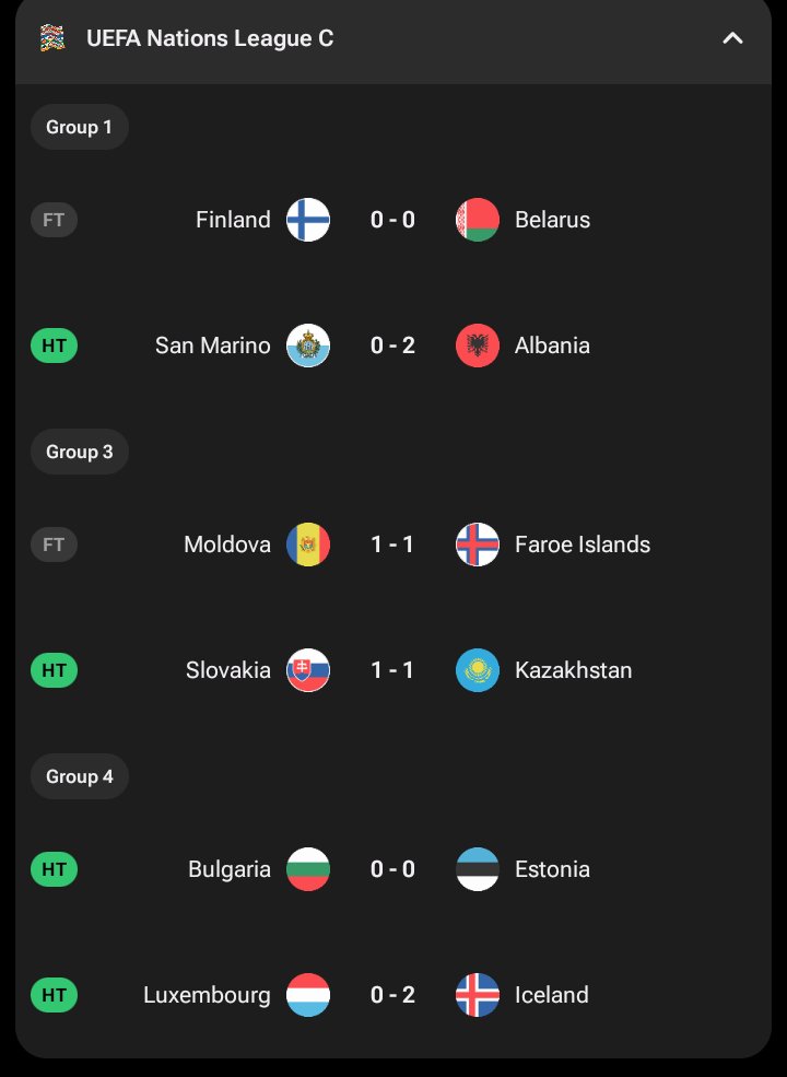 Chem53lin's tweet photo. UEFA Nations League half time results https://t.co/OGfSafJZQF