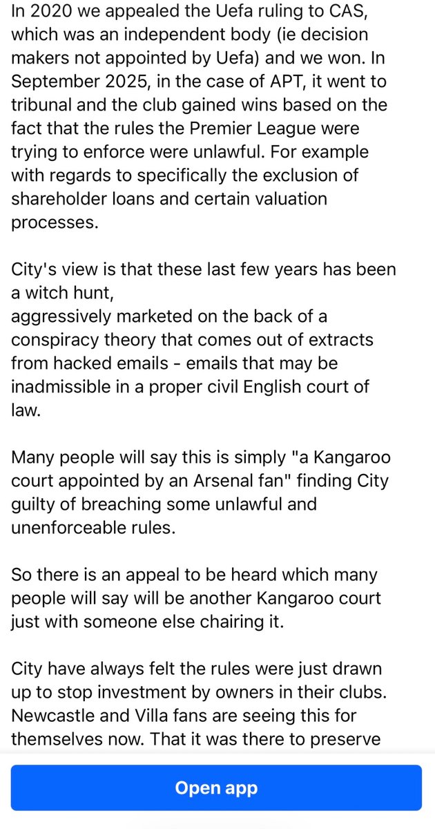 WeAre1894's tweet photo. "A Kangaroo Court Appointed By An Arsenal Fan" ... so what if City are telling the truth... The case for the ownership - https://t.co/xkTI2RXtps https://t.co/XQBy4f2bqf