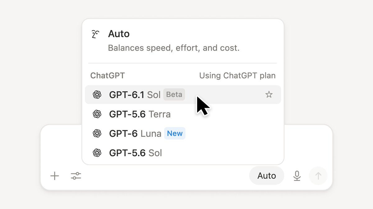 Woke up to a new model in the mix: GPT-6.1 Sol is live ☀️ 📷