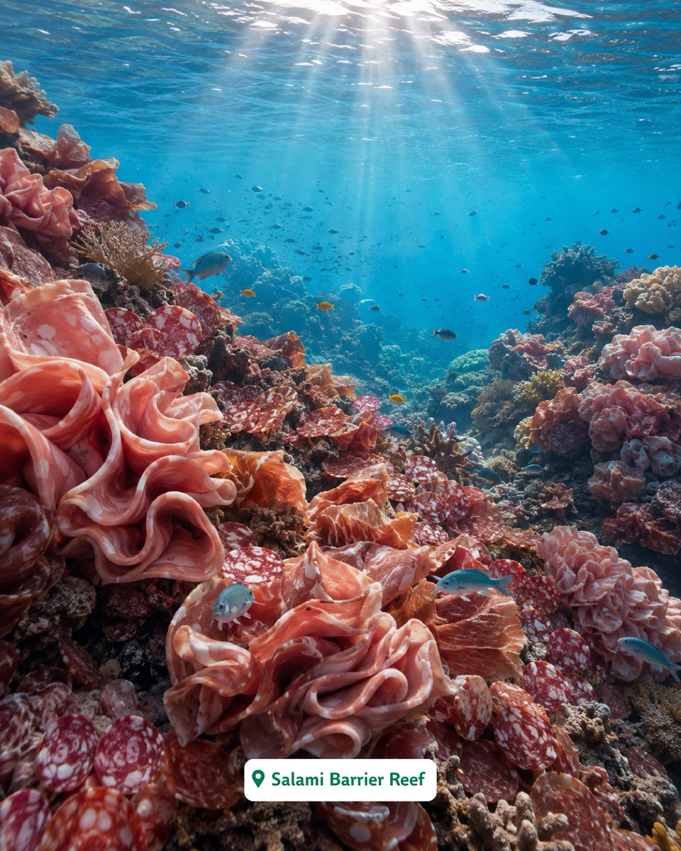 KymberlyMyaen's tweet photo. What if Australia was made of D’Orsogna? We transformed iconic landmarks into smallgoods
The Bacon Apostles, Mortadella Dunes, Salami Pinnacles, Salami Barrier Reef and Prosciutto Snowy Mountains. Which would you visit first? Let us know below. https://t.co/H1rhZQXIPH