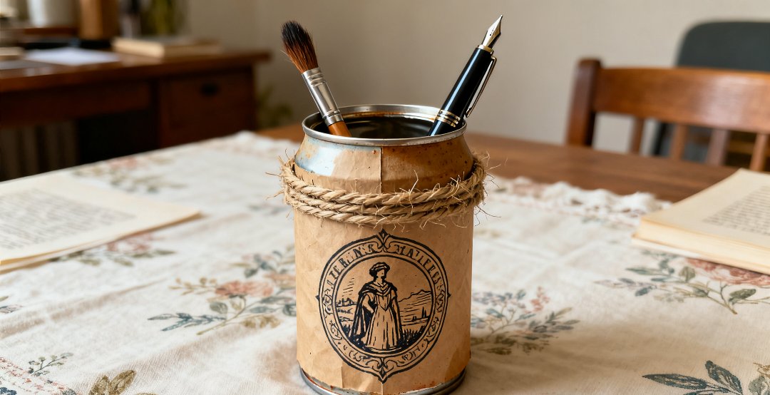PamalaWhitxym's tweet photo. Turned an old glass jar into a cute desk pen holder with some rope and paint—trash to treasure, love small easy DIYs!， https://t.co/QsoCV86vHS