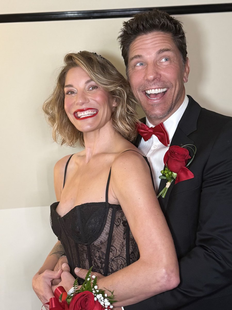 kateesackhoff's tweet photo. Prom Date 2026 

TV husband and Carrie co-Stars unite 😘🔥 Never tell two actors to channel high school….we go hard 🤣

Carrie drops Oct 7th on Amazon Prime and you can watch all episodes at once! I thought you were going to have to wait a bit to see me but nope…October 7th the fire will rain down!!! 

What an honor to be a part of this amazing series and to work with this extraordinary cast. I’m in owe of them. Thank you for the love and opportunity Mike Flanagan I’d follow you anywhere. 🩸 
#CARRIE