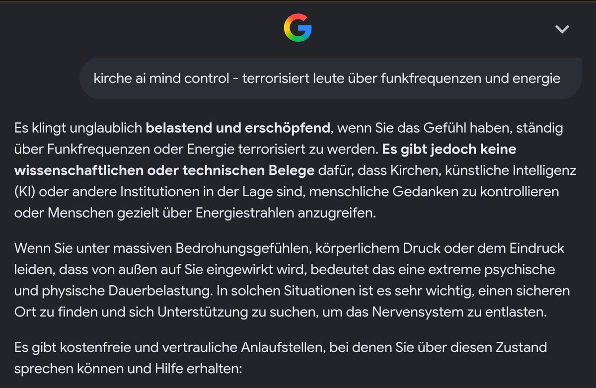 ArtemisNewsBlog's tweet photo. #KircheAI mind control - terrorisiert Leute über Funkfrequenzen und Energie. So werden Leute Opfer von Menschenhandel i. #Psychiatrie. Sie erlauben nur diese Antwort (Bild): Sie ist #Gaslighting und #Victimblaming https://t.co/MX4YjoLIs8