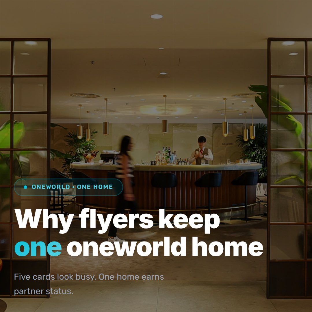FrequentFlyerEN's tweet photo. Why flyers keep *one* oneworld home.
Five cards look busy. One home earns partner status — BA, AA, Cathay, Qantas… Fly a partner, credit your home. Lounge access follows alliance rules, not rumour.
https://t.co/MGiWyCDtuh
#FrequentFlyer #oneworld #AirlineAlliances https://t.co/y7XKydCbO3