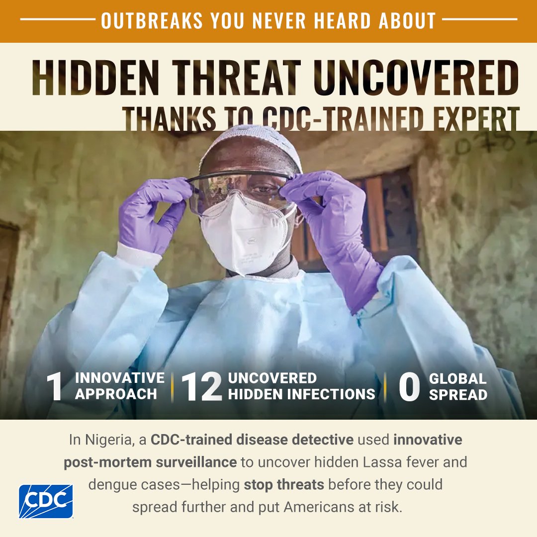 CDCgov's tweet photo. In northwest Nigeria, fever deaths were occurring without a clear diagnosis—creating a blind spot for health officials. A CDC-trained disease detective helped introduce a novel approach: testing blood samples of those who had died following a fever. Using this approach, investigators uncovered 11 previously undetected Lassa fever infections and one dengue infection, reducing the risk of dangerous diseases spreading within the local communities or reaching the United States. #CrisisToControl