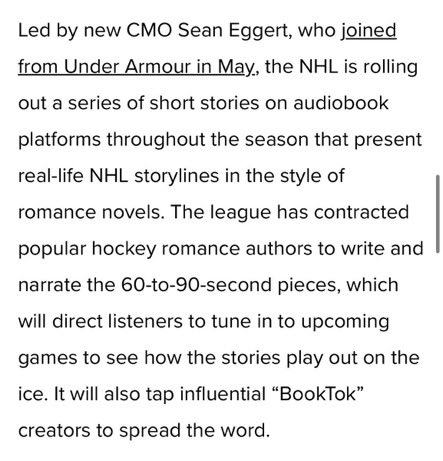MakarTruther98's tweet photo. Any reporters have the balls to ask the NHLPA or the players if they’re fine with their likeness being used to market to booktok “romance books” freaks?

This is not hockey and this is NOT the culture the league should be marketing to. https://t.co/ssCXE5mMLS