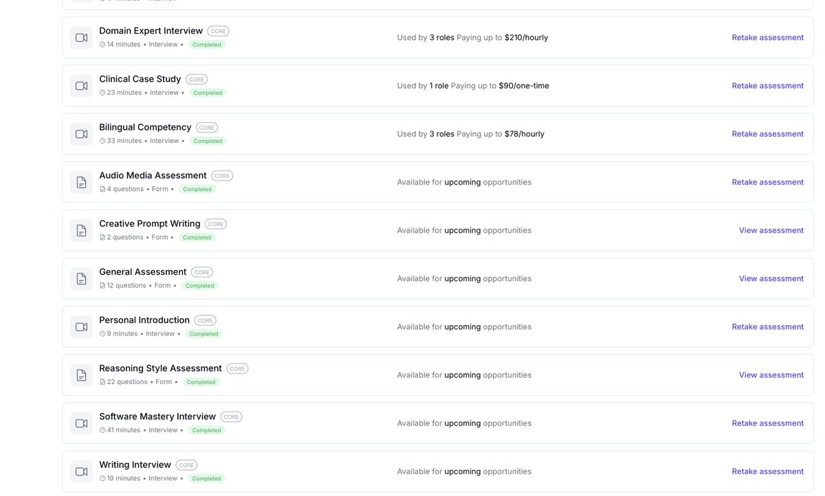 EcommerceIord's tweet photo. 35 past/rejected submissions 

15 pending submissions
 
8 incomplete applications

20 completed assessments

1 Certified course

0 projects 

@mercor 

What’s going on?

Do something!!!!! https://t.co/THDFQI1iWx