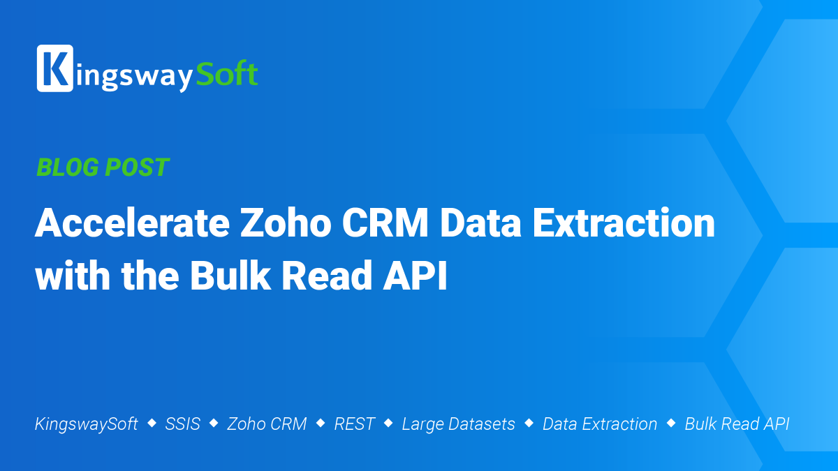kingswaysoft's tweet photo. Just Blogged - Accelerate Zoho CRM Data Extraction with the Bulk Read API https://t.co/YDeNeM5oGn #KingswaySoft #SSIS #ZohoCRM #DataExtraction #BulkRead #REST #SSISIntegrationToolkit https://t.co/sl49l2CDqP