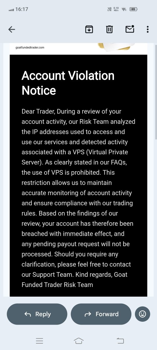 thefxwulf's tweet photo. It’s been 7 days with no response from GFT. I did not violate any VPS rules. Please recheck your system and provide clear proof of the alleged violation. I followed all the rules and earned this account through my time and effort. I want my account back.
@GoatFunded @EdwardXLreal https://t.co/BVj43ecmHd