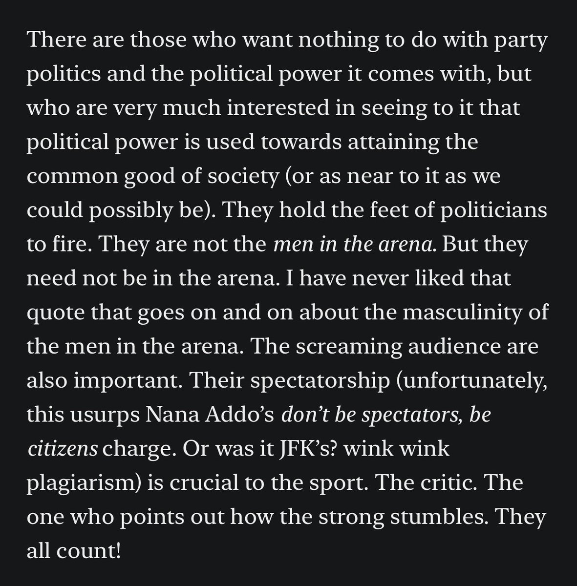 yaron__zango's tweet photo. this is also core to my conceptualization of the political process. i defend my partisanship by pointing out that those who contest for power have the burden of providing solutions while there remains a sizable mass who should just “problematize” without seeking power https://t.co/WylS0WBsTm