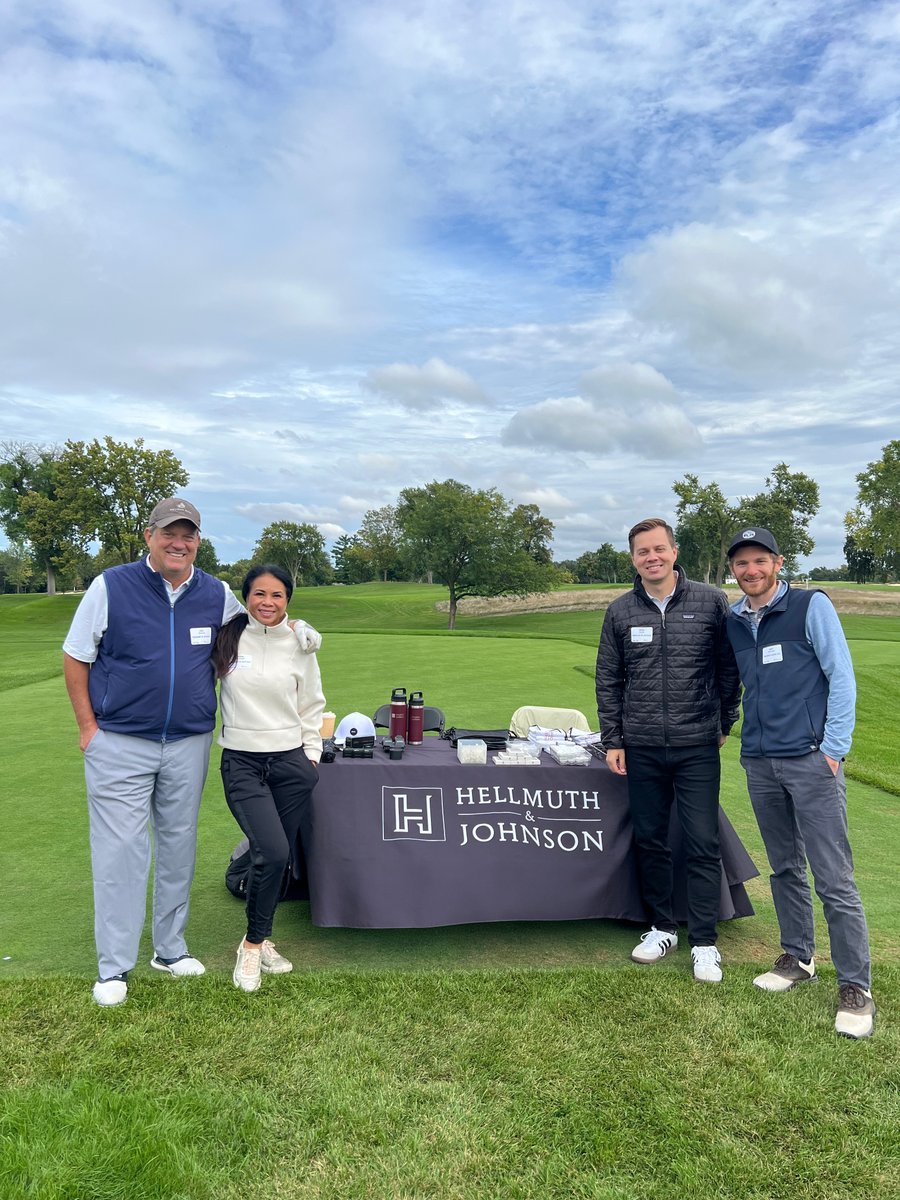 HellmuthJohnson's tweet photo. Hellmuth &amp; Johnson was proud to sponsor the 2026 ACG MN Golf Outing last week! H&amp;J attorneys Alec Sherod, Ailana McIntosh, Drew Benik, and James VandenBergh enjoyed a great day on the course. https://t.co/bdkdh3a2Ta