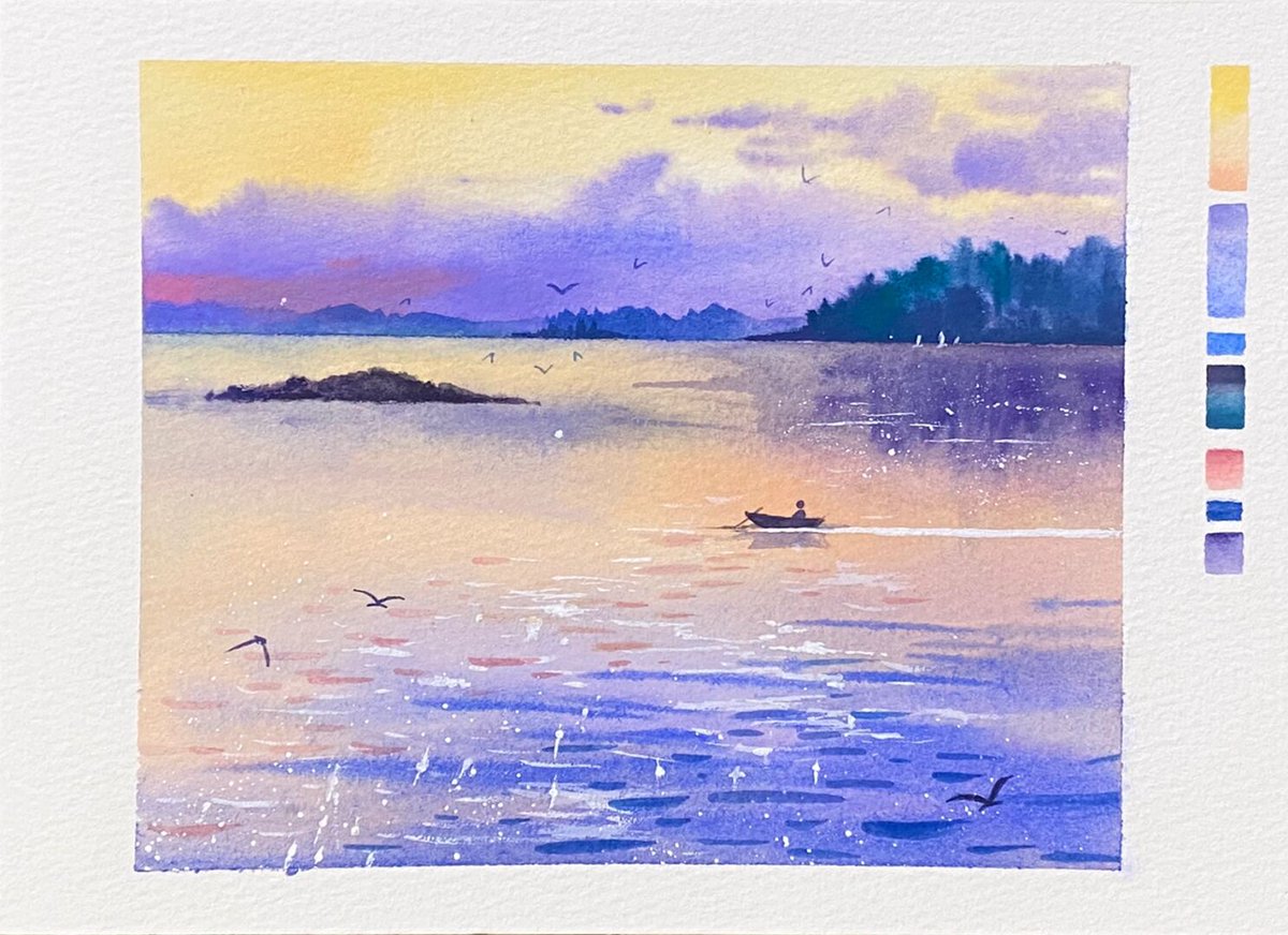 MaxineParuta's tweet photo. Trying watercolor on a rainy Sunday! Small step, big joy for new hobbies. https://t.co/BDgNxTynju
