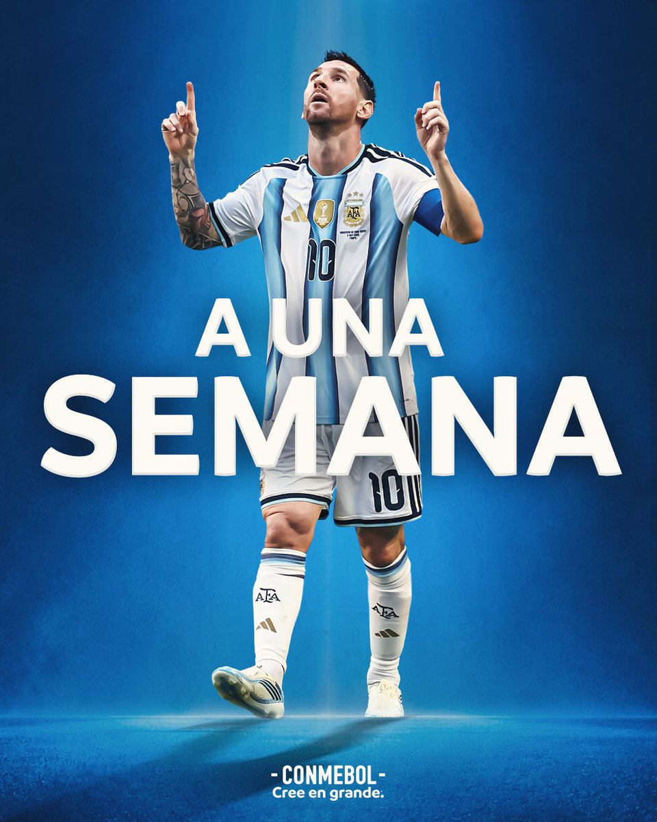 CONMEBOL's tweet photo. ¡Cuenta regresiva para la despedida de Lionel Messi! 🥹🇦🇷

#GraciasMessi https://t.co/oVsRimUkvs