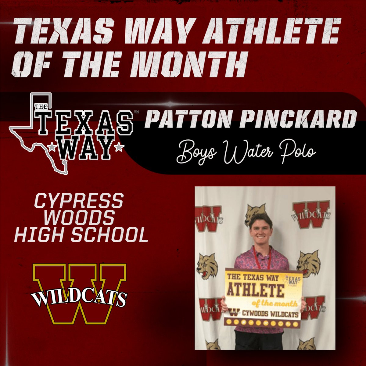 CW_Athletics's tweet photo. Our next Texas Way Athlete of the Month is Patton Pinckard of @CyWoodsWAPO - check out what Coach Nowak had to say about his athlete and why he was chosen! https://t.co/EhW8q9j0PH
