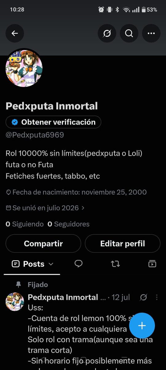 pedxput4_2's tweet photo. Me suspendieron la cuenta y espero poder llegar a tod@s los que seguía https://t.co/tk2I4TuE5m