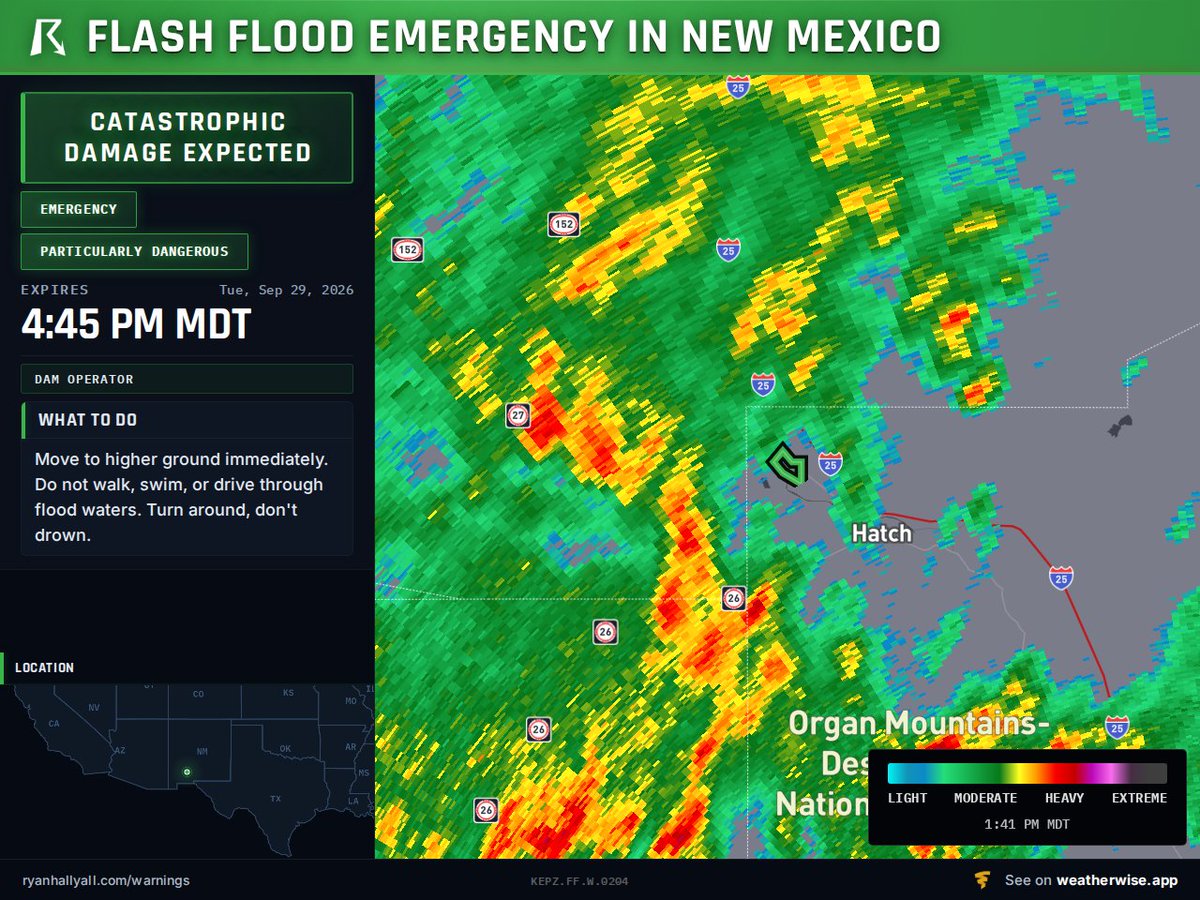 ryanhallyall's tweet photo. McLeod Dam is about to fail right now near Garfield and Salem in Dona Ana County, New Mexico. If you're anywhere below that dam, in low lying areas along the Garfield Drain or Garfield Canal, get to higher ground immediately, don't wait to see the water coming. https://t.co/ueXguAeKcP