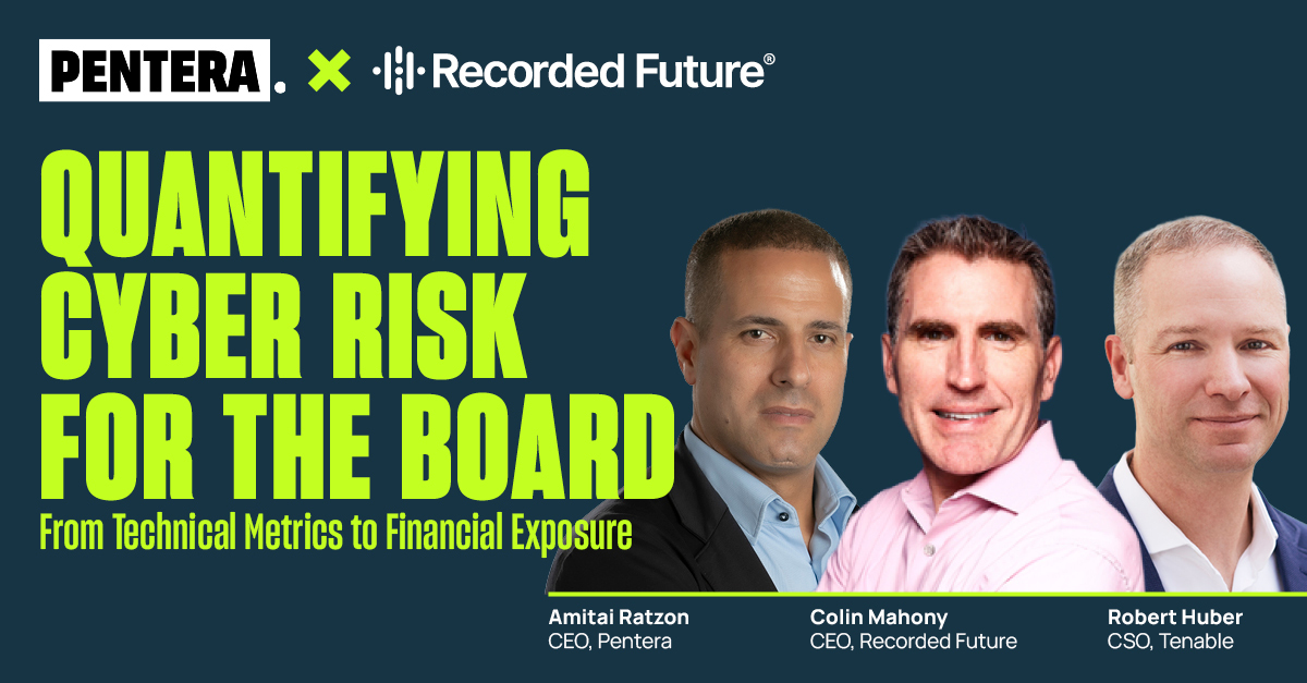 penterasec's tweet photo. What does the future of cyber risk actually look like?

Tomorrow at @Mastercard #RiskX, Pentera CEO Amitai Ratzon joins Colin Mahony of @RecordedFuture and Robert Huber of Tenable to discuss quantifying cyber risk for the board, from technical metrics to financial exposure. https://t.co/fZC5Ozz7LB