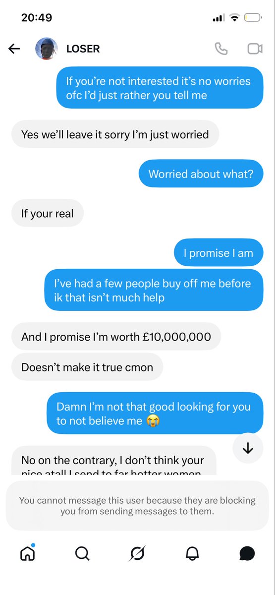 angelinksy's tweet photo. This guy is really a loser like his name entails😭calling me a scammer cause I won’t FaceTime him? https://t.co/g6q5Uu3XQW