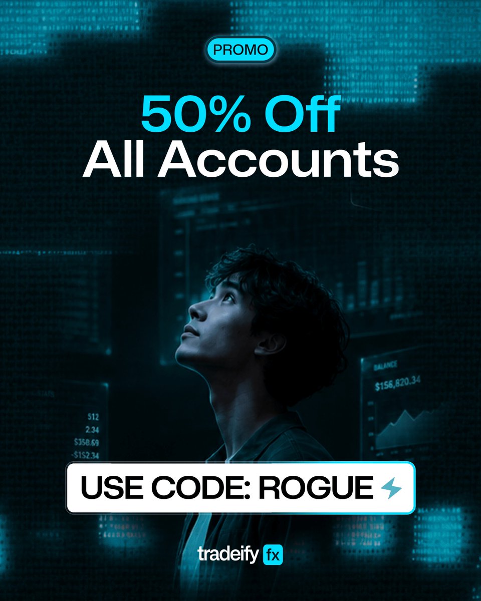 RoguePips_'s tweet photo. 🔥 TRADEIFY FX — 50% OFF ALL ACCOUNTS 🔥
Whether you want to skip the evaluation or take the traditional route, Tradeify FX has you covered. 👀

⚡ DIRECT FUNDING
Skip the evaluation and go straight to trading.

🎯 1 and 2-STEP EVALUATION
Prefer to prove yourself through an evaluation? Their 1 and  2-Step model is also available.

And with my code ROGUE, you get 50% OFF:
💰 $5K Account → $27.50
💰 $100K Account → $500
Plus:
✅ MetaTrader 5
✅ Up to $100K funding
✅ 80% profit split
✅ On-demand payouts
✅ Payout lock
✅ 20% consistency requirement on the Direct model

50% OFF. Multiple account options. One code.

🎟️ USE CODE: ROGUE
If you're serious about getting funded, check out Tradeify FX and choose the model that fits your trading style. 📈⚡