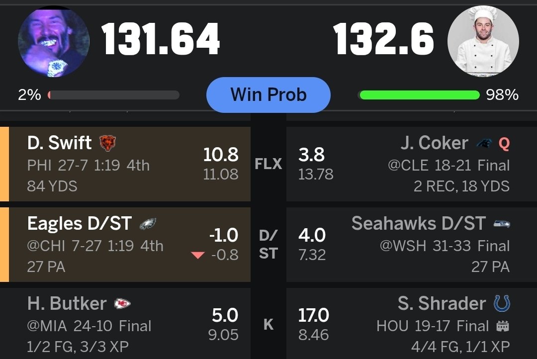 Meyer6691's tweet photo. @BootlegFantasy My Fantasy team won because this wasn't counted as a catch https://t.co/awFN5Aauxn