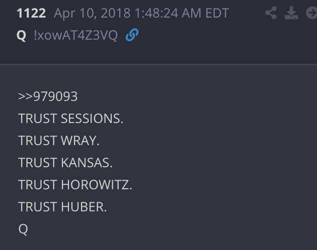 Back4TheStorm's tweet photo. 💥Clinton Foundation back in news

Q2561 CF back in news
👉Q: When was HUBER activated by SESSIONS?  A: 1⃣1⃣.2⃣2⃣.17

👉Q:  When did POTUS make the statement "Calm Before the Storm?  A: 10.5.17=MON Delta

Q1⃣1⃣2⃣2⃣
Sessions/Huber &amp; MON=3⃣1⃣0⃣0⃣d since delta

Q3⃣1⃣0⃣0⃣=PODESTA https://t.co/aXu22RaZKH