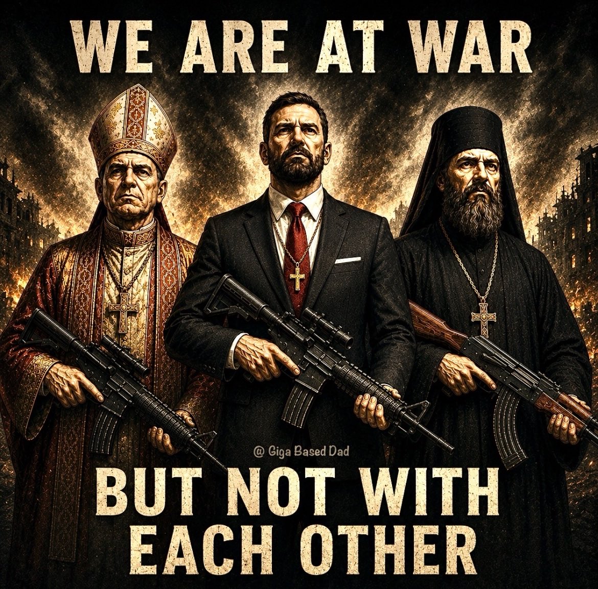 GigaBasedDad's tweet photo. The enemy is winning. 

Is it time for Christians to unite? https://t.co/b8OzdkDeca