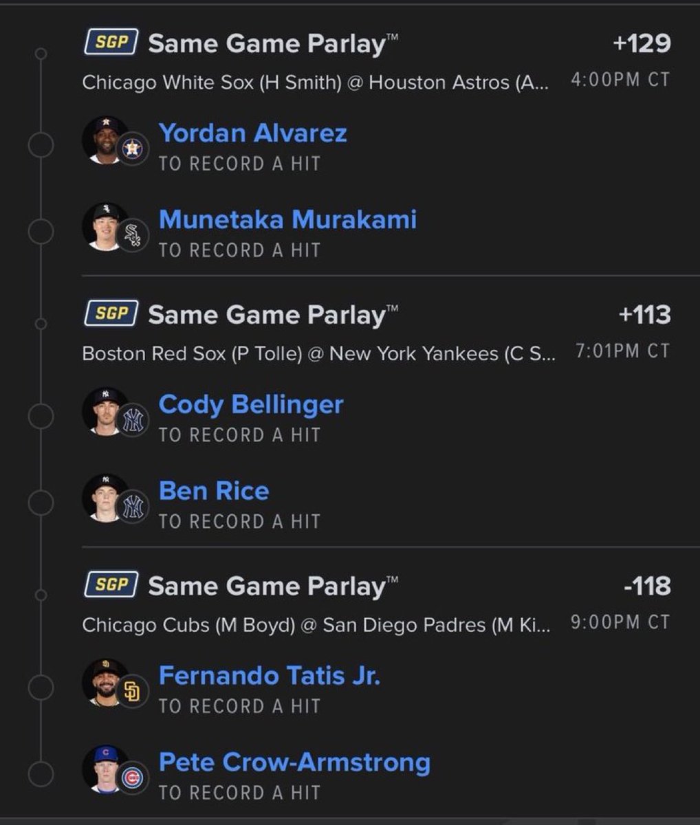BigSoloWinpid's tweet photo. 🔥⚾️ MLB HIT PARLAY — 6 LEGS 💰🔥

🎯 Yordan Alvarez — TO RECORD A HIT
🎯 Munetaka Murakami — TO RECORD A HIT

🎯 Cody Bellinger — TO RECORD A HIT
🎯 Ben Rice — TO RECORD A HIT

🎯 Fernando Tatis Jr. — TO RECORD A HIT
🎯 Pete Crow-Armstrong — TO RECORD A HIT

💎 3 SAME GAME PARLAYS
🔥 6 HIT PICKS — LET’S CASH! 💰💥

#MLB #MLBPicks #MLBParlay #BaseballBets #SportsBetting #ParlayPicks #BettingTwitter @Playbook

CLICK THE LINK BELOW TO JOIN MY FREE TELEGRAM GROUP FOR VIP BANG👇

https://t.co/PfUdadWRlm