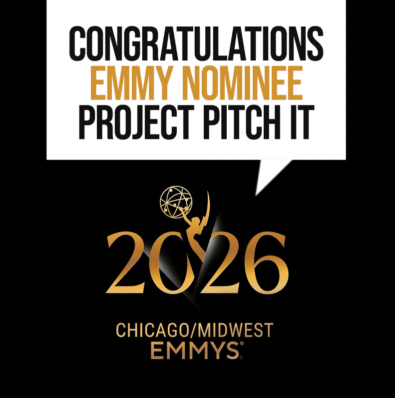 ProjectPitchIt's tweet photo. Bravo @ProjectPitchIt on a 2026 Chicago/Midwest Emmy Nomination! https://t.co/XmxZYyV2mA
