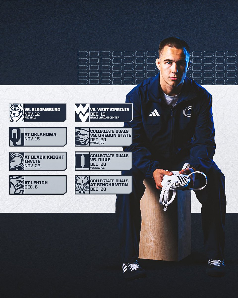 PennStateWREST's tweet photo. 𝐓𝐡𝐞 𝟏𝟏𝟗𝐭𝐡 𝐒𝐞𝐚𝐬𝐨𝐧

The 2026-27 Penn State Schedule is live🗓️

#PSUwr https://t.co/ThhYY8ggep