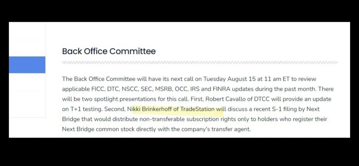 RareDealsHere's tweet photo. So the FIF site was down yesterday and every link to Back Office meetings weren't working. 

Today it's back up and most links appear to be back except for at least one that I've noticed. 

The link to Nikki Brinkerhoff of @TradeStation discussing the Next Bridge Hydrocarbons S-1 still doesn't work.

The first two images are links that didn't work yesterday. 

The third image is a link from today that does work, but it doesn't lead to content featuring Nikki Brinkerhoff.

The fourth image is an old screenshot of what the links used to link to. @bleedblue18 MMTLP 

Are they deliberately trying to hide something? @FBI