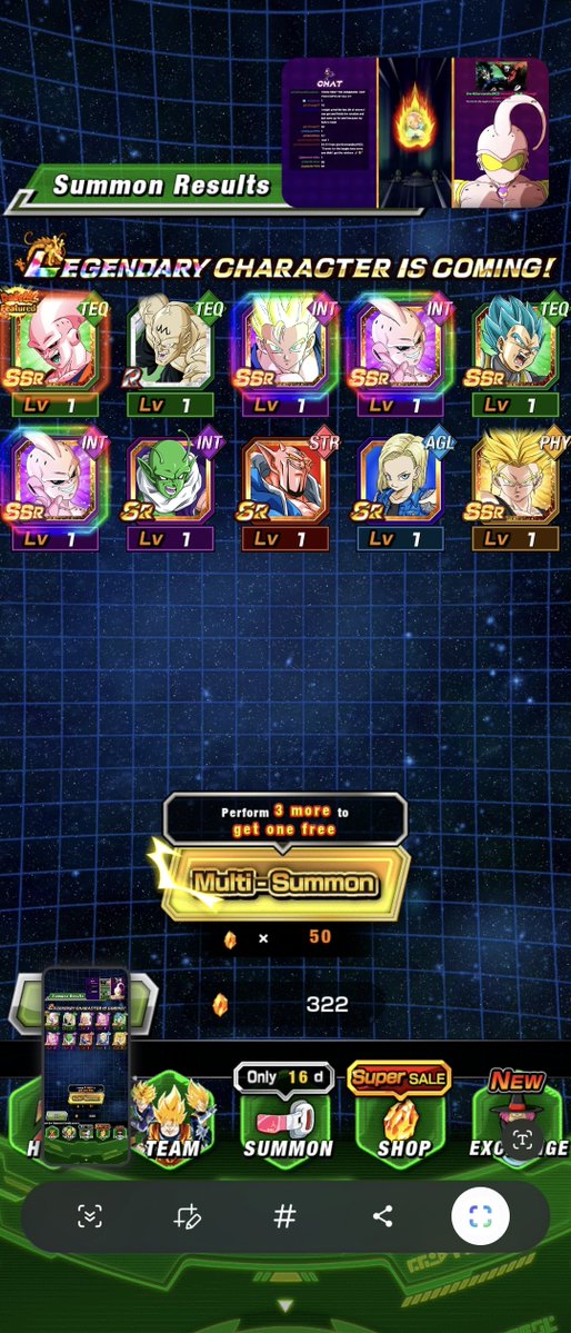 genesisclone46's tweet photo. @DokkanAssets First round of summons, this free summon gave me 2 dupes https://t.co/9oGDdqQ8po