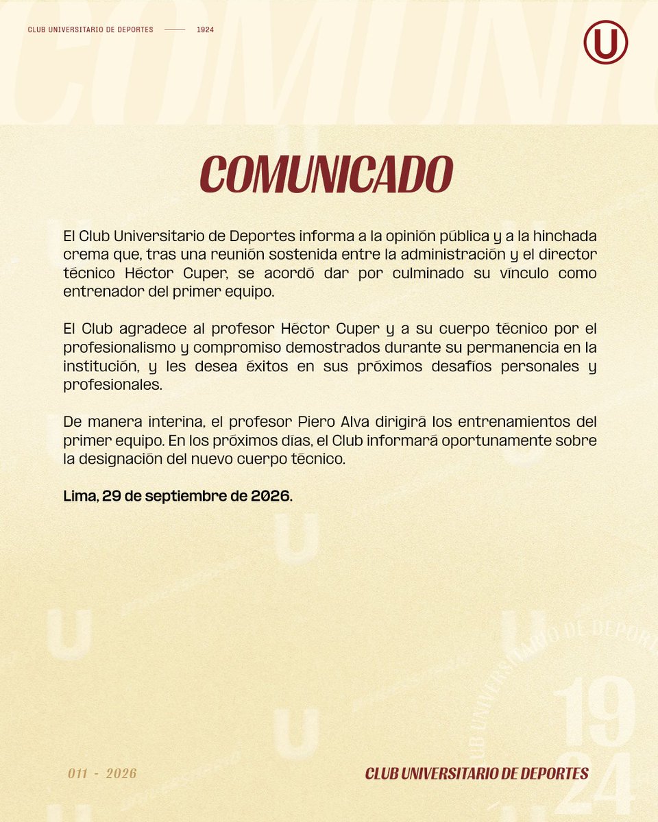 Universitario's tweet photo. 📃 Comunicado a la opinión pública: https://t.co/a9Izy35GKR