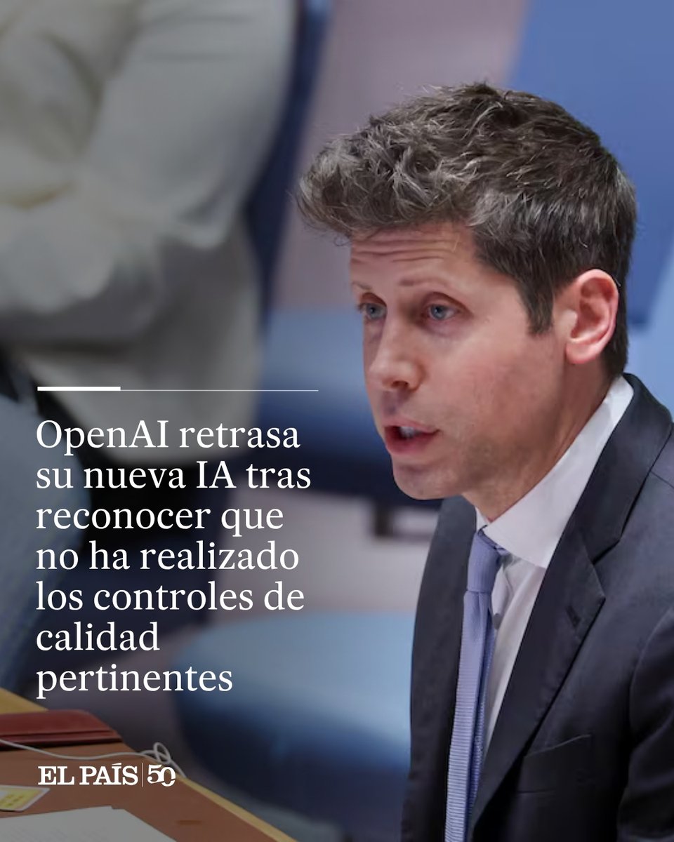 elpais_america's tweet photo. OpenAI retrasa su nueva IA tras reconocer que no ha realizado los controles de calidad pertinentes

La compañía de Sam Altman asegura que no se han corregido los fallos de su nuevo modelo y Anthropic hace lo propio al advertir de peligros “existenciales” en su folleto de la salida a Bolsa https://t.co/oqGW2Eg08i
