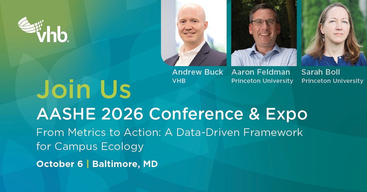 VHBnow's tweet photo. Join Andrew Buck, Aaron Feldman, and Sarah Boll as they explore @Princeton's Index of Land Use and Ecology, a GIS-based framework that helps quantify ecological conditions &amp; evaluate development tradeoffs.

Learn more at @AASHENews 2026 Conference &amp; Expo: https://t.co/L3ilwzXDga. https://t.co/1pLU2HAJvI