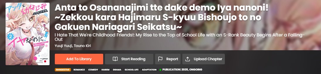 WeGotThisBefore's tweet photo. I saw this manga on @X and I'm glad I read it, but I caught up to the latest chapter too fast 😭😭

Sauce: Anta to Osananajimi tte dake demo Iya nanoni! ~Zekkou kara Hajimaru S-kyuu Bishoujo to no Gakuen Nariagari Seikatsu~ https://t.co/1tfzOJlAuH