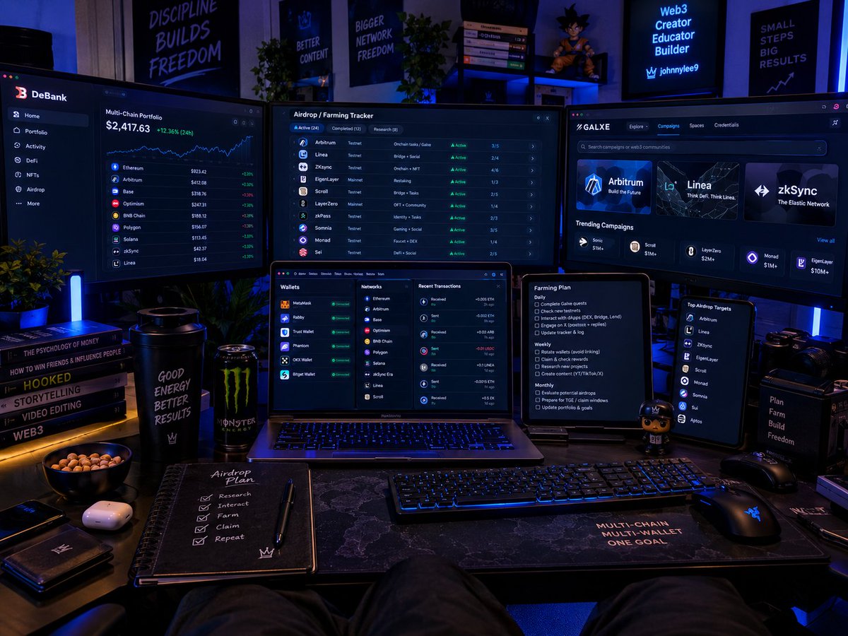 jbenjamin_edits's tweet photo. POV: this is what my airdrop farming desk looks like in my head 😂

Multiple wallets. Testnets. Trackers. Campaigns. Too many tabs.

No shortcuts just research, interact, track, repeat. https://t.co/1o3cTlNTf5