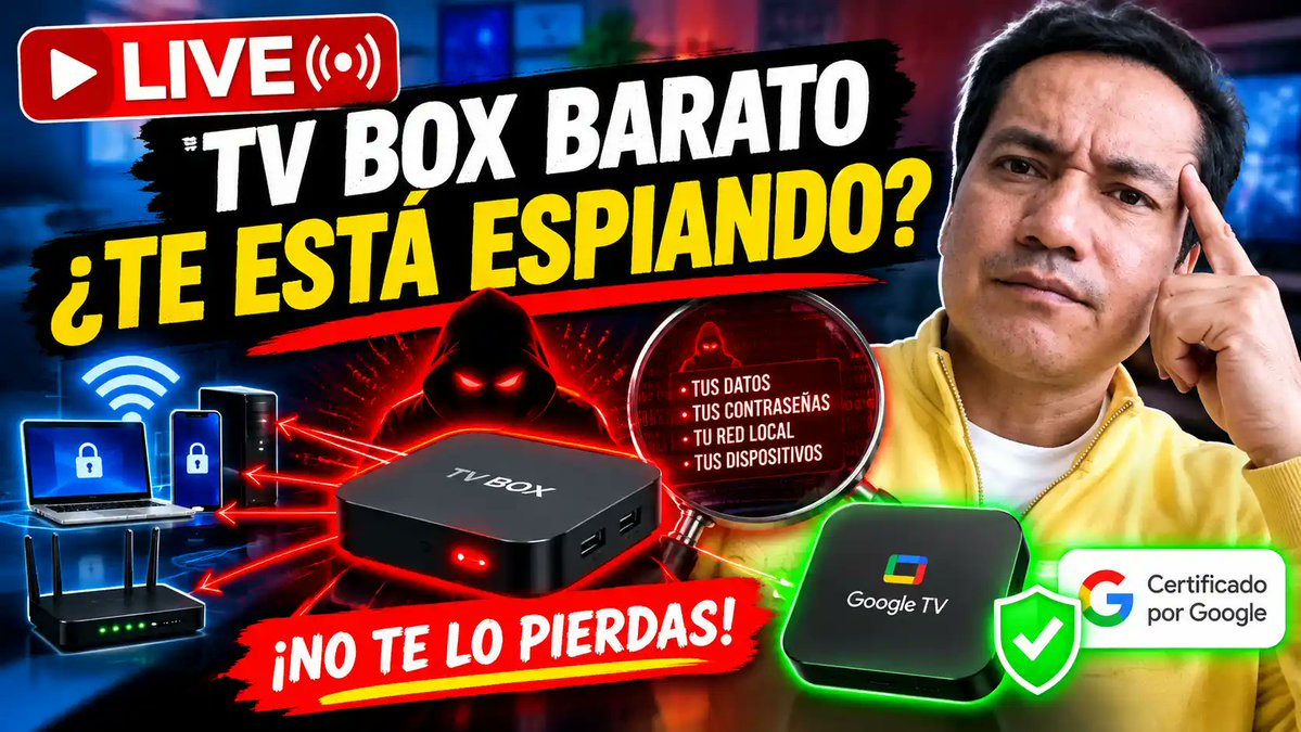 WinAplicaciones's tweet photo. ⚠️ ¿TU TV BOX BARATO ESTÁ ESPIANDO TU RED? | El Peligro que Nadie te Cue... https://t.co/vhQ0mpFmjG a través de @YouTube #TVBox #AndroidTV #GoogleTV #Ciberseguridad #SeguridadInformática #Malware #WiFi #RedLocal #Android #Tecnología #TVBoxBarato #GoogleCertified #Privacidad https://t.co/SHjp1BOaNv