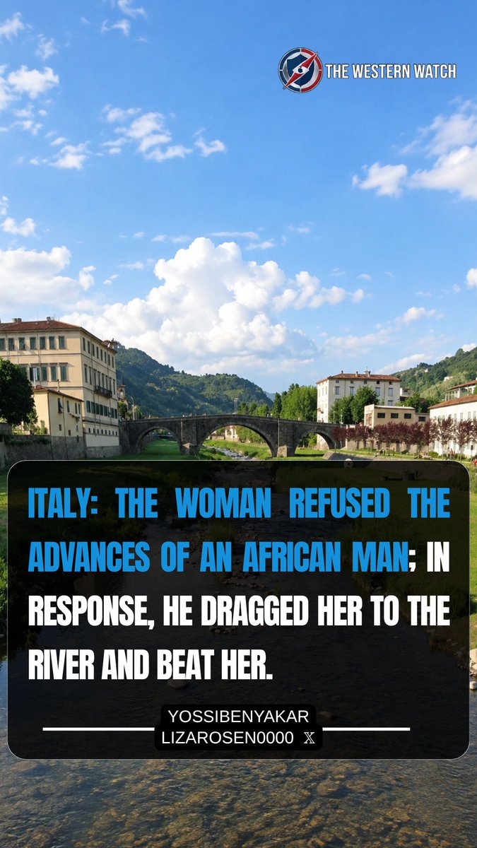YossiBenYakar's tweet photo. A 20-year-old Italian woman refused African man's sexual advances by the river in Pescia, and he dragged her into the water and held her under again and again to break her.

Police say the 38-year-old Dominican national then beat her legs with a belt, hit her with stones and put out cigarettes on her face on the riverbank. She was saved only because a passer-by heard her screaming and called the emergency number. He ran away, and police tracked him down and put him in Pistoia prison, accused of torture and attempted sexual violence.

Police say this man already has numerous prior offences, including ones of the same kind, and he was still walking free.

How many warnings does Italy need before it throws a man like this out of the country? This woman survived because a stranger picked up the phone. Time to deport the all!