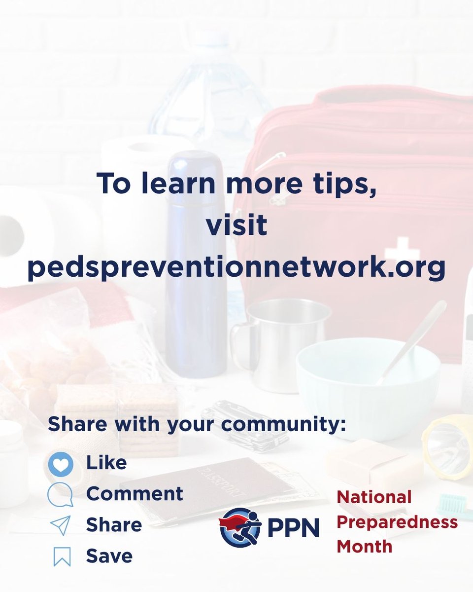 pedsprevention's tweet photo. PPN updated its National Preparedness Month resource to provide tips and additional resources to families &amp; caregivers, healthcare providers, emergency managers, and schools to help improve kids’ safety during hazardous events: https://t.co/SAIzrJm2yI https://t.co/3cAZZhoBeo