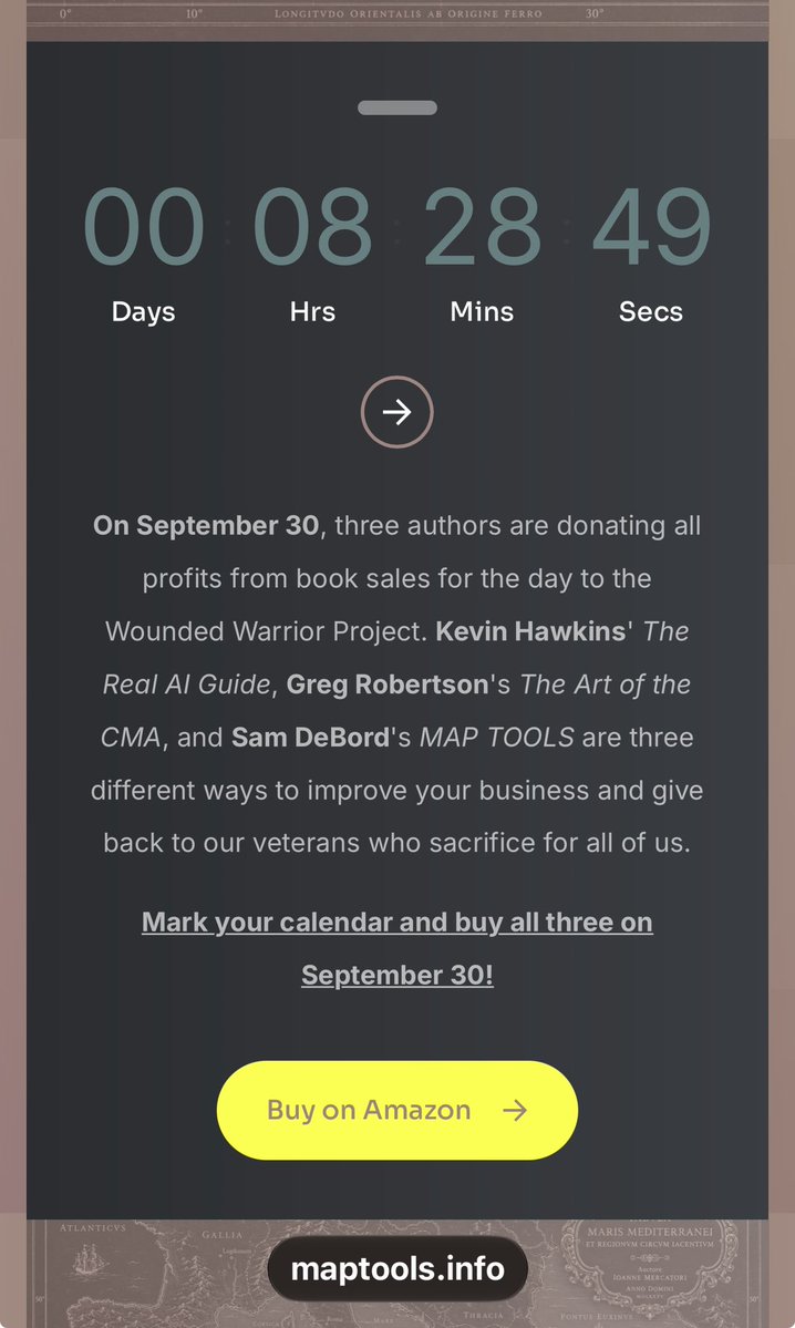 samdebord's tweet photo. Tomorrow is THE day: Sept. 30.
Buy all three books or just one. All profits from tomorrow’s sales goes to Wounded Warrior Project.
3 authors. 3 books. 1 day to support a GREAT cause.
👉 https://t.co/m4lt3SieDj
#331 #WoundedWarriorProject
@gregrobertson @KevHawkins https://t.co/Gnzv5HaAJv