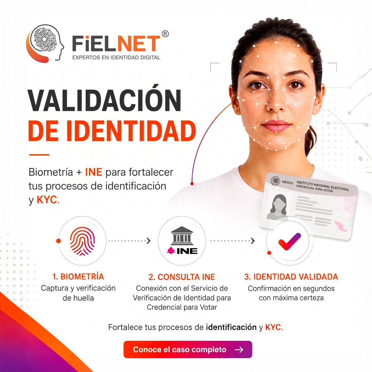 Fielnet_mx's tweet photo. 🔐 Valida la identidad con Fielnet y fortalece tu KYC: reduce riesgos de robo de identidad, refuerza la autenticidad de los datos y cumple tus reglas de negocio. 🔗 https://t.co/xlLDe4tltr #Fielnet #IdentidadDigital https://t.co/jopGMcpOfo
