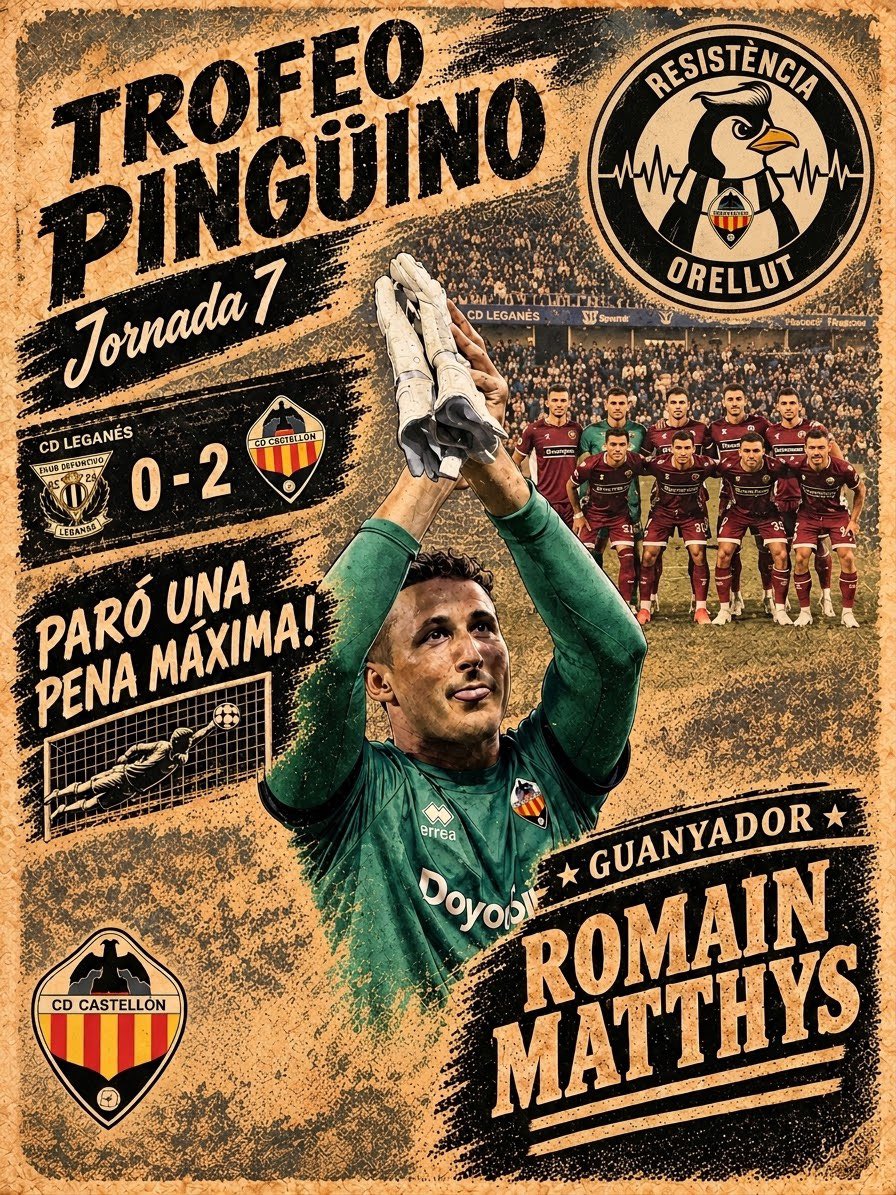 ROrellut's tweet photo. Asistencia y penalti parado. Romain, Romain cómo nos gustas! Y qué decisivo eres!
Ganador del #TrofeoPingüino🐧 de la jornada 7
@CDCastellon https://t.co/tsf45hrQZc