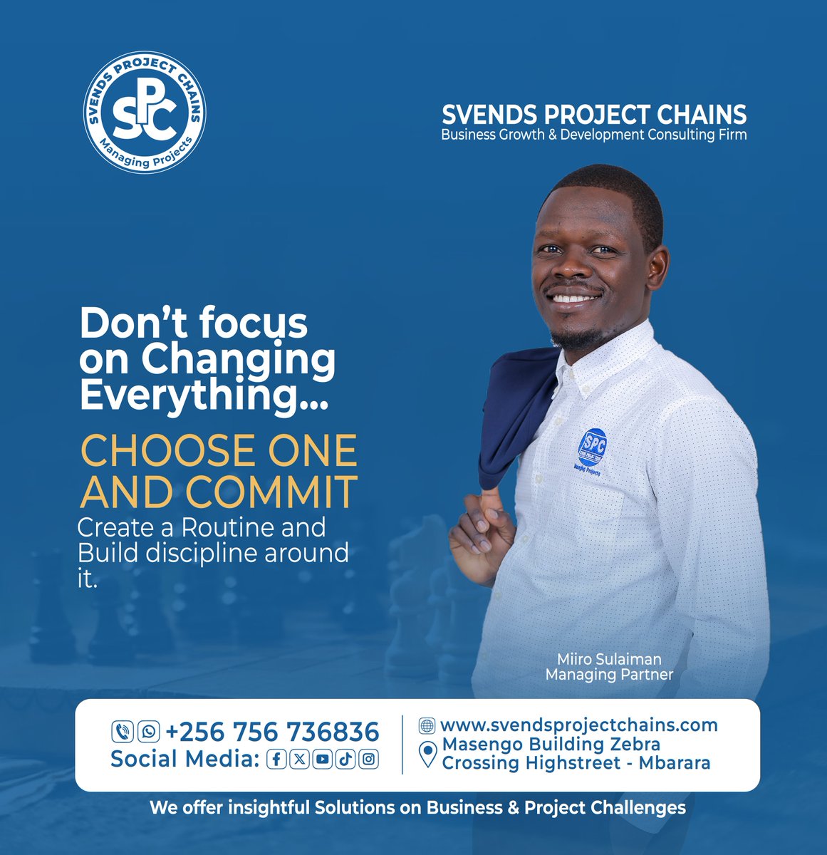 ProjectChains's tweet photo. Don't focus on changing everything,  Choose One and commitment. Create a Routine and build discipline around it. #ManagingProjects 
#SPCDevelopingSolutionsTogether https://t.co/Q0qdhkMAhW