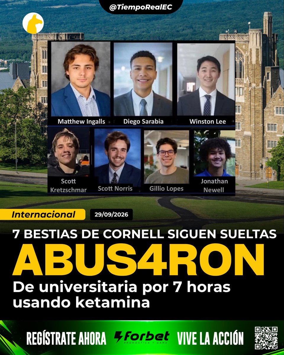 TiempoRealEC's tweet photo. 🚨 SIETE ESTUDIANTES DROG4RON Y ABUS4RON POR SIETE HORAS DE UNA COMPAÑERA: EL CASO QUE SACUDE A NUEVA YORK

⚠️ Una estudiante de 20 años denunció que fue víctima de una agresión s3xual grupal durante unas siete horas dentro de la fraternidad Chi Phi de la Universidad de Cornell, en Nueva York, en octubre de 2024. Según la demanda civil presentada recientemente, la joven habría sido presionada para consumir ketamina, marihuana y alcohol y quedó incapacitada para consentir.

👤 La demanda identifica a Matthew Ingalls, Johnathan Newell, Winston Lee, Gillio Lopes, Diego Sarabia, Scott Norris y Scott Kretzschmar como los siete estudiantes señalados. Ninguno ha sido condenado penalmente por estos hechos y algunos han negado las acusaciones a través de sus abogados.

🎓 La joven posteriormente abandonó Cornell. Según su abogado, dos de los estudiantes señalados fueron expulsados y otros recibieron sanciones universitarias menores, como suspensiones y talleres.

⚖️ ¿Por qué ninguno fue detenido? La Fiscalía de Tompkins County no presentó cargos penales inicialmente porque la declaración jurada que la joven entregó a la Policía en noviembre de 2024 describía el consumo de drogas y las relaciones s3xuales de manera diferente a lo que posteriormente alegó en la demanda. El fiscal Matthew Van Houten sostuvo que, con aquella evidencia, no se alcanzaba el umbral legal para procesar penalmente. Ahora, tras la nueva demanda y la aparición de más evidencia, la investigación fue reabierta y será presentada ante un gran jurado.

📖 La legislación estatal establece que no existe consentimiento cuando una persona está incapacitada y las normas universitarias también exigen consentimiento afirmativo.

🌎 El caso ha provocado indignación y cuestionamientos sobre la respuesta de las instituciones frente a las denuncias de violencia sexual. Ahora, casi dos años después de los hechos denunciados, la Fiscalía volverá a evaluar el caso ante un gran jurado.

#Cornell #EstadosUnidos #ViolenciaSexual #Justicia #NuevaYork #Seguridad #TiempoRealPlus