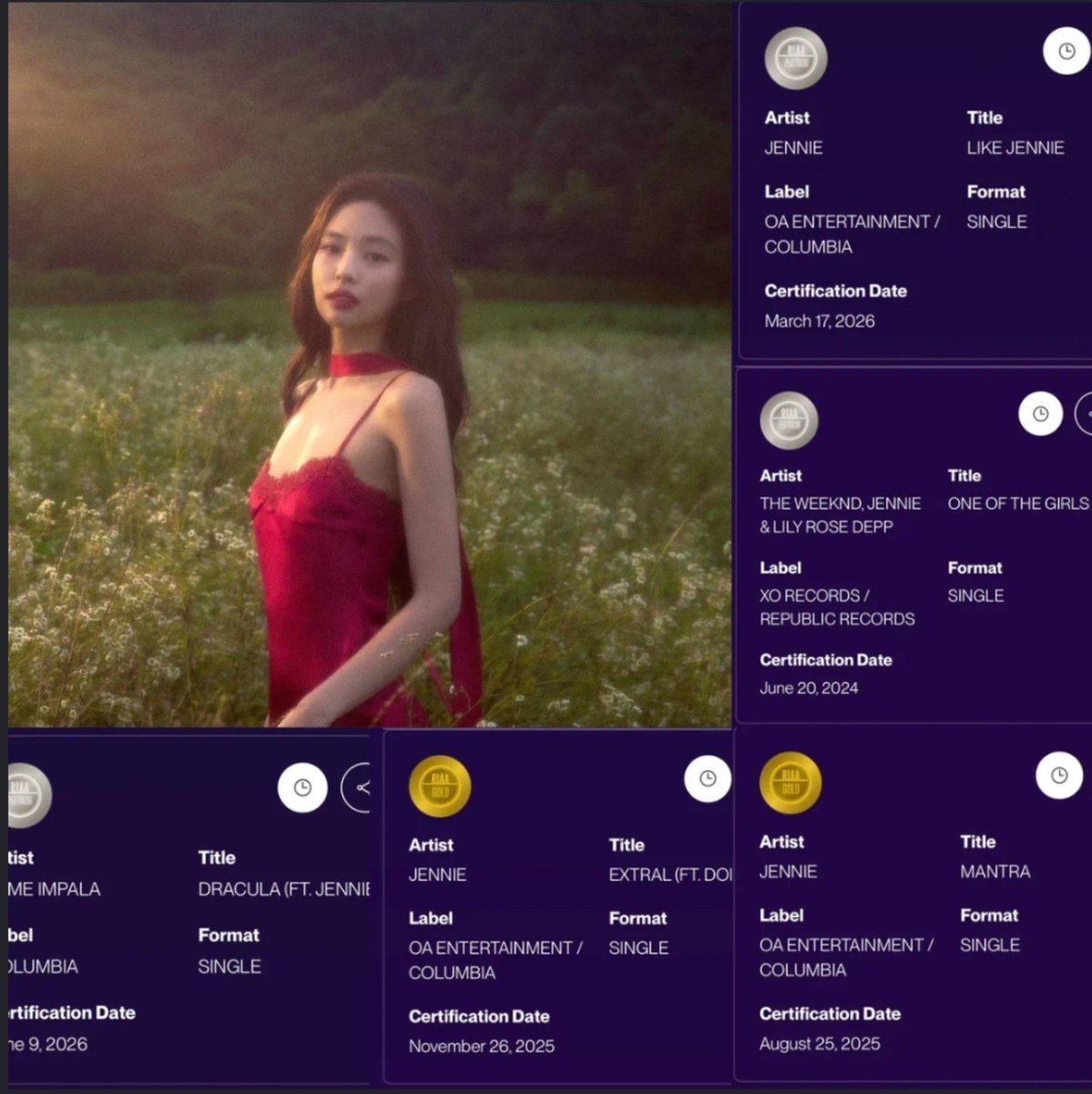 GaelZEN's tweet photo. Not voting award winner no opinion 

JENNIE  RIAA Platinum 3
LISA 0

At this point you need a mass Voting award for validate your fav

Here the @IFPI_org links for certifications but you are stupid you will ignore 

ifpi contraries: https://t.co/NrdjPyd3mY… https://t.co/sLSVeQfiiC